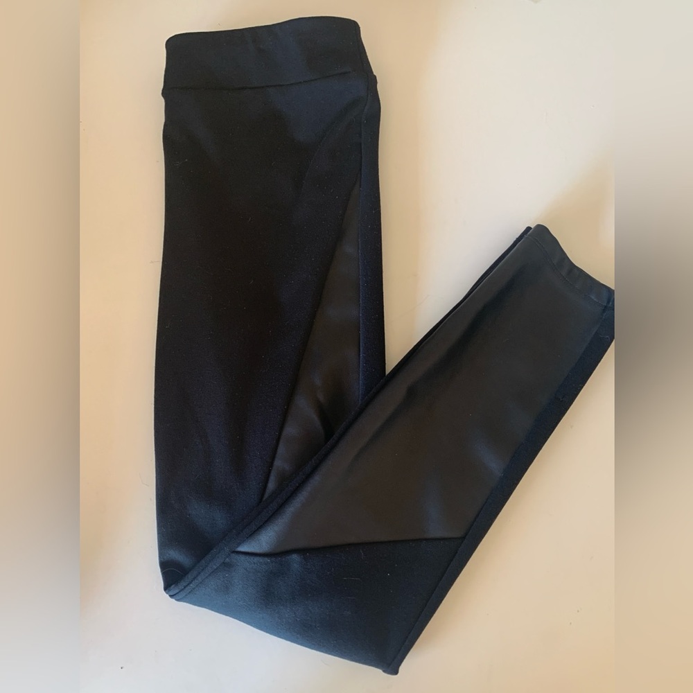 14th & Union Black Leggings with Faux Leather